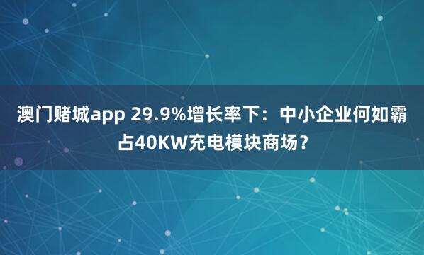 澳门赌城app 29.9%增长率下：中小企业何如霸占40KW充电模块商场？